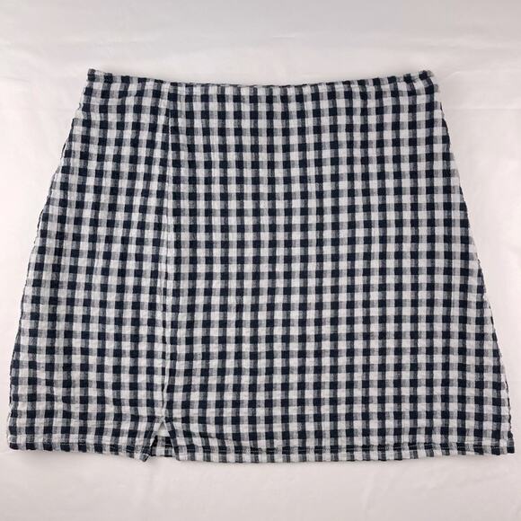 American Eagle Gingham Notched Mini Skirt Size M - Picture 1 of 6
